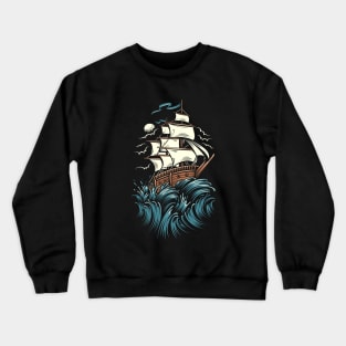 Ship Sailing In Ocean Crewneck Sweatshirt